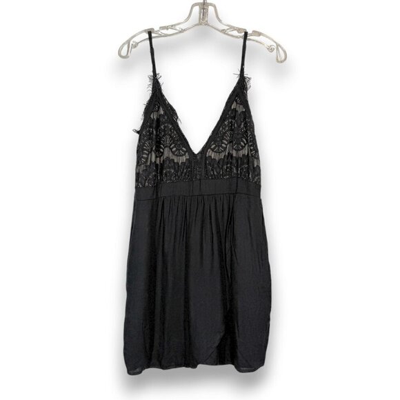 Black Mini Dress Lace Spaghetti Strap Size Small - Picture 9 of 9
